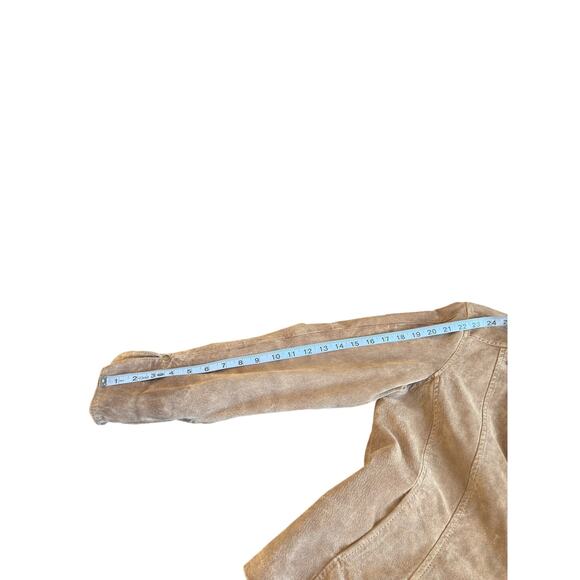 Live A Little‎ Leather Jacket Brown Suede Button Up Y2K Vintage Large Petite - Picture 11 of 12